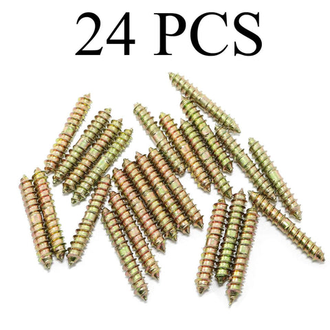 24 Pcs M6x40mm Double Ended Self Tapping Screws in Colorful Zinc on white background