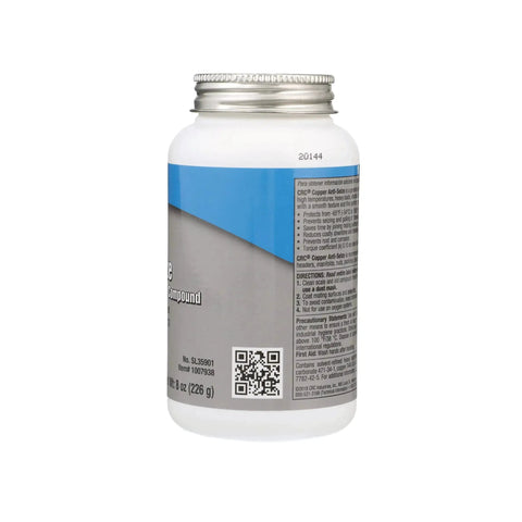 Side view of Copper Anti Seize And Lubricating Compound For Fittings, Bushings, Flanges And Headers 8 Wt Oz CRC Anti Seize Grease bottle