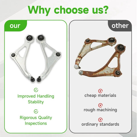 Comparison of Beefed-Up Pair Front Lower Control Arms With Ball Joints For Altima 2015-2018 And Maxima 2016-2023 to rusted parts