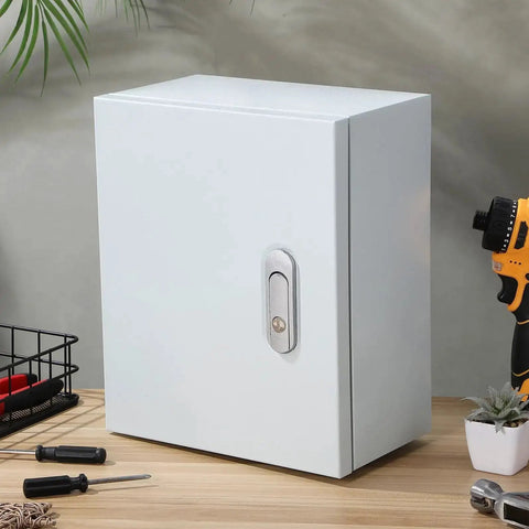Wall Mounted Outdoor Power Distribution Box 250x300x140mm Heavy Duty Metal Enclosure Splashproof Electrical Control Panel Cabinet With Long Lock