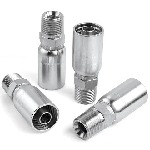 12 Pack 1/2 Inch Hose To 1/2 Inch NPTF Male Hydraulic Crimp Fittings In Heavy Duty Carbon Steel For Hydraulic Systems