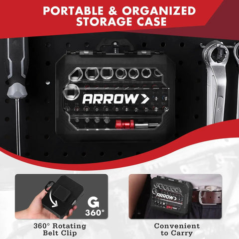 48 Piece Screwdriver Bit And Socket Set With Color Coded S2 Steel Bits Magnetic Bit Holder And 6 To 13 mm CRV Sockets in portable case