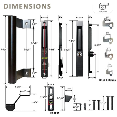 Sliding Glass Door Handle Set With Lock For Patio Doors Easy To Install Replacement For Damaged Hardware Exterior Lock With Dimensions