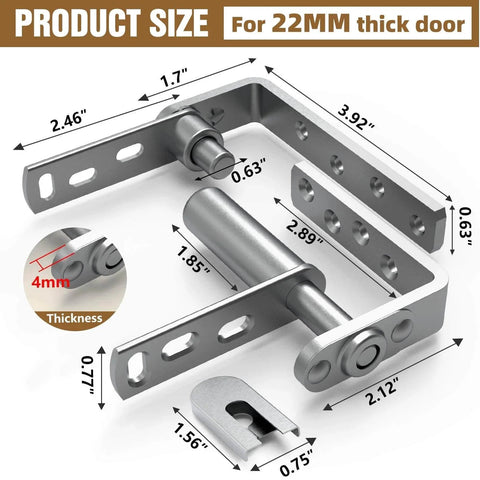 Product dimensions for Stainless Steel Cafe Door Hinges With Self Closing And Two Way Swing For Louvre Doors And Saloon Doors Adjustable Opening Angle Notch Hold Open Function 304 Stainless Bearing Rustproof Construction For Indoor Or Exterior Use