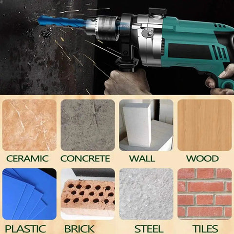 10 Piece Blue Masonry Drill Bit Set Pro Grade For Concrete Brick Ceramic Tile Glass Plastic And Wood Tungsten Carbide Tips 3/16 Inch To 1/2 Inch Rust Resistant For Smooth Holes drilling through various materials