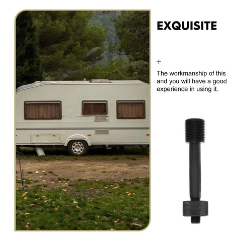 Image of a travel trailer parked outside and a component of the Pro Grade Hydraulic Hole Punch Kit For Metal Sheets And Conduit Systems.