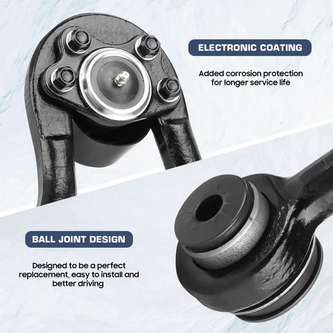 Close-up of 15 Piece Front Upper Control Arms Suspension Kit For 4WD Trucks with electronic coating and ball joint design.