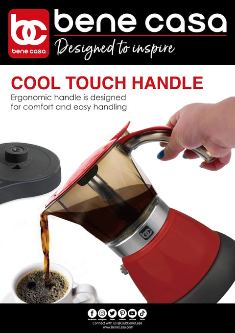 Red Electric Espresso Maker For 1 To 3 Cups With Transparent Carafe Auto Shut Off Clear Brew Preview Easy One Touch Espresso pouring coffee