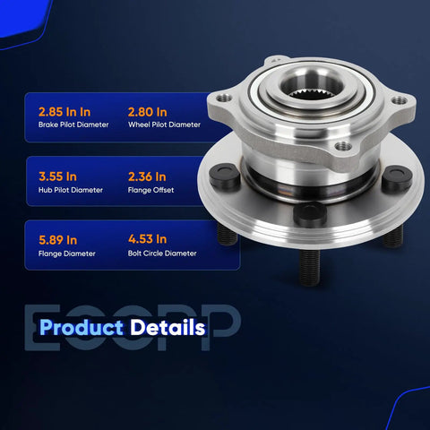 Rear Wheel Hub Bearing Assembly Fits Chrysler 300 2015 2021 Dodge Challenger 2015 2021 Dodge Charger 2015 2021 5 Lug Wheel ABS Sensor Direct Fit OE Quality No Mod Needed Replacement with measurement details