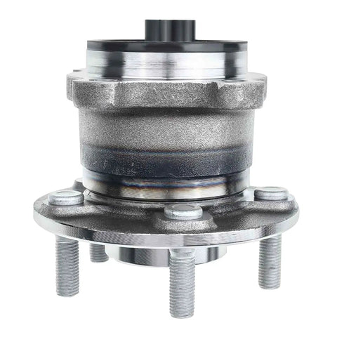 Rear Wheel Bearing And Hub Assembly Pair For Ford Transit Connect 2014 2015 2016 2017 2018, 5 Lug, 4 Bolt Rectangular Flange, Front View.