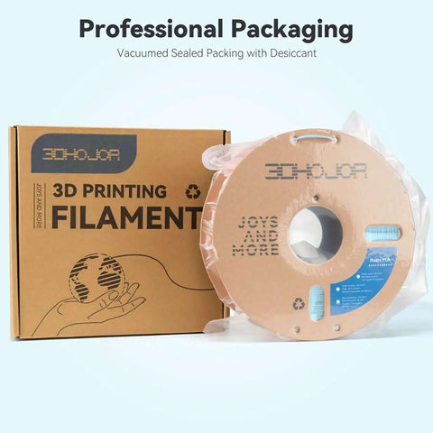 Matte PLA Filament 1.75mm Light Blue 1kg Spool in packaging with dope matte finish