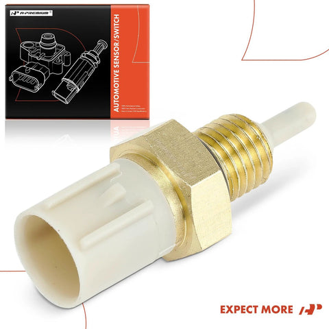 A-Premium engine coolant temperature sensor, two-pin, brass threaded body with white plastic connector