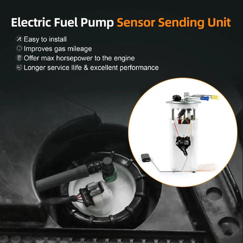 Electric Fuel Pump Assembly Compatible With Chevy Suburban 1500 And GMC Yukon XL 1500 2002 To 2004 V8 5.3L Flex Fuel With Pressure Sensor Replaces E3560M P74905M 67458 FG0811 displayed in a vehicle engine bay.