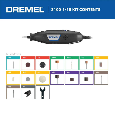 Dope Variable Speed Rotary Tool Kit For DIY With 15 Accessories And 1 Attachment For Cutting, Sanding, Grinding, Polishing, Drilling, And Engraving By Dremel