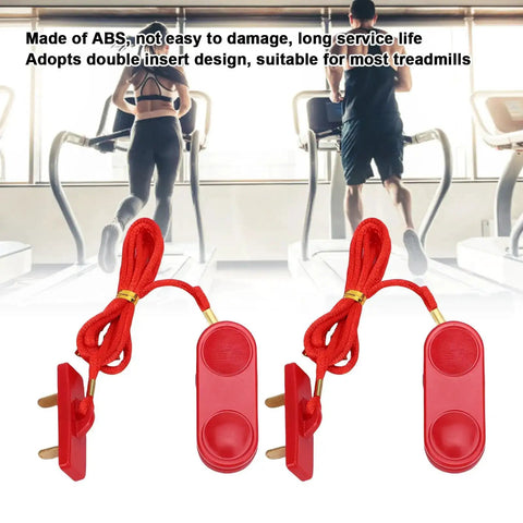 Two Pack Universal Treadmill Safety Key Emergency Stop Switch in red ABS for running machines and gym equipment, front view.