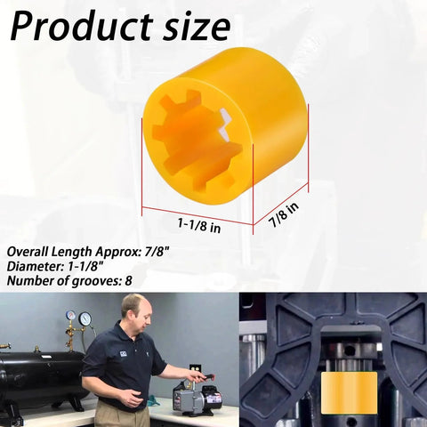 Vacuum Pump Coupler Sleeve For PR208 And PR308 Replacement Sleeve Compatible With DV Series Pumps Including DV42N DV85N DV142N DV200N DV285N Ideal For PR308 Replacements 231415 684520331976 visible in image showing size and grooves.