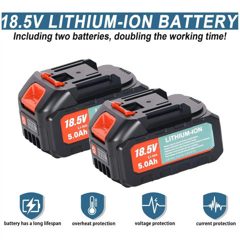 18.5V lithium-ion battery set for EZ8 Battery Hydraulic Knockout Punch Kit With Eight Ton Capacity, ensuring longer device operation