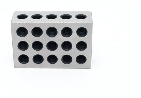 Precision Ground 1 Inch By 2 Inch By 3 Inch Steel 1 2 3 Blocks With 23 Holes For Setup Layout And Inspection, side view