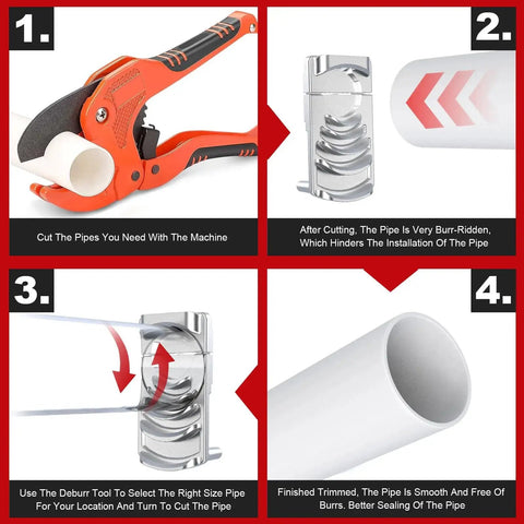Professional Plastic Pipe Deburring Tool For PVC Chamfer Edges Smooth Every Time Six Size Range From 1 And A Quarter Inch To 4 Inches Rugged