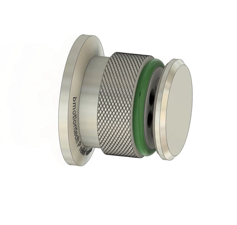 bmotiontech overpressure relief valve assembly with knurled body, green gasket, KF25 flange