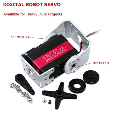 Beefy 150Kg Full Metal Gear Servo Motor For Robotic Arms And Humanoid Robots 12V High Torque Digital Steering Servo With Mount Brackets