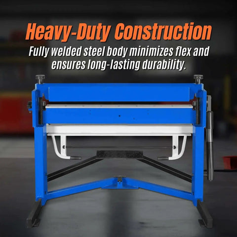 50 Inch Foot Clamp Pan And Box Brake For Sheet Metal Folding, heavy-duty steel construction, front view