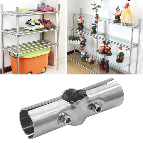 Stainless Steel Pipe Clamp Connectors for 3 Way Pipe Clamps and End Rail Clamps Easy Install Cross Pipe Clip Connector, silver finish.