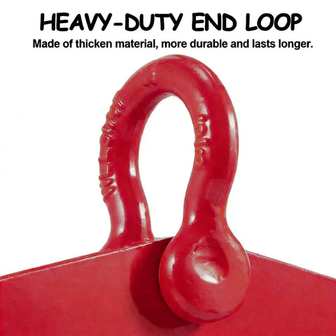 Close-up of Heavy Duty Pallet Puller Clamp 1T 2250 Lbs With 5.5 Inch Jaw Opening Red featuring a thick end loop.