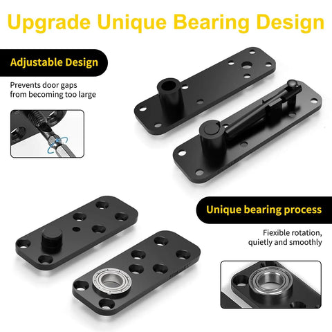 Hidden Pivot Hinge For Secret And Bookcase Doors 570 Lb Heavy Duty Invisible Door Hinge, black components, close-up view
