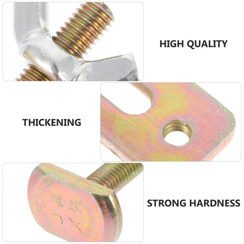 Close-up of Beefy Heavy Duty Router Clamps Workholding Hold Down Clamp Kit, showing aluminum alloy parts and steel toggles.