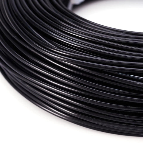 Close-up of Black Aluminum Craft Wire 180 Feet 12 Gauge Bendable Wire For DIY Beading Jewelry Making, flexible and smooth.