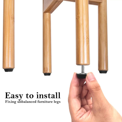 Hand installing 20 Pack M6 Thread Patio Levelers For Adjustable Furniture Feet For Garden Chairs Tables Cabinets And Bar Stools