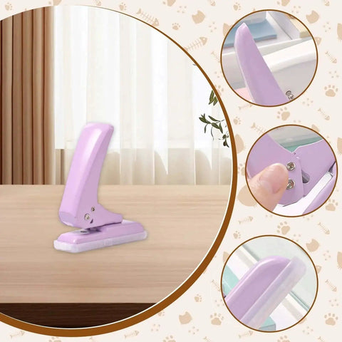Pro Grade 40 Sheet Single Hole Punch With Non Slip Base 5.5mm Hole Adjustable Punch Position For Chipboard Cards And Scrapbooks Easy Grip Hand Held Tool Purple on desk
