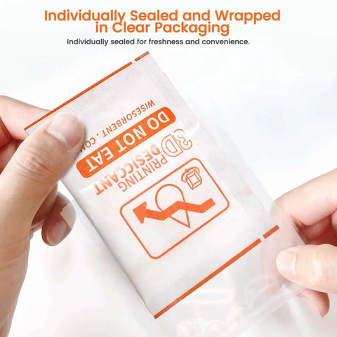 Molecular Sieve Desiccant Powder Packs For 3D Printer Filament Drying And Storage, 20g Each, 30 Packs, sealed packaging view