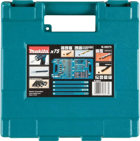 Pro Grade 75 Piece Metric Drill And Screw Bit Set For Metal Wood And Masonry With Insert Bits And Power Bits Makita B-49373 case