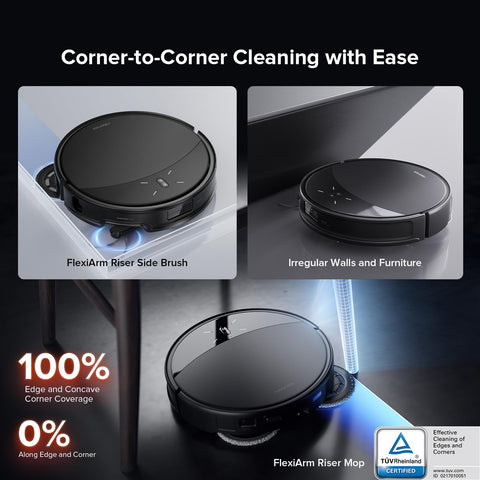 roborock Saros 10R robot vacuum and mop, black, with circular top and side brush