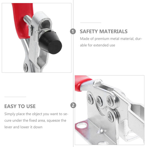 Close-up of 10 Piece Quick Release Toggle Clamps Set For Woodworking And Welding Fixtures, showing zinc plated finish and lever.