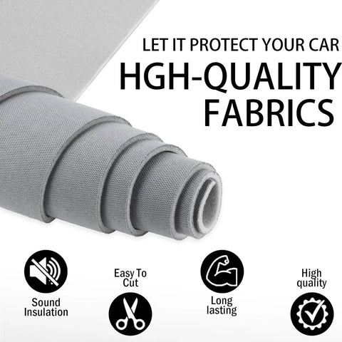 Gray Mesh Headliner Fabric With Foam Backing 54x60 Interior Roof Replacement rolled up showing texture and thickness
