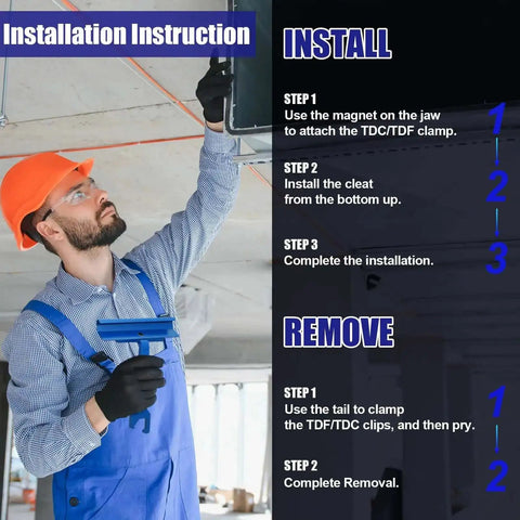 Installer using 6 Inch Magnetic TDC And TDF Cleat Tool For HVAC Duct And Sheet Metal, following installation instructions.