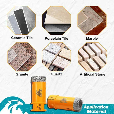 Diamond Core Drill Bits Set For Porcelain Tile And Stone EXFEIN with 1/4 Inch 5/16 Inch 3/8 Inch Diameters for multiple materials
