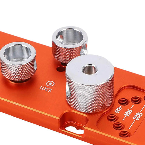 Close-up of Integrated Aluminum Profile Drill Jig For Automated Assembly Lines, time-saving tool with anodized finish