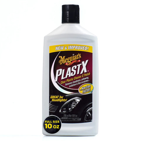 Plastic Clear Cleaner And Polish For Cars That Wipes Out Yellowing Cloudiness And Scratches Restores Headlight Clarity Meguiars PlastX G12310C, 10 oz bottle