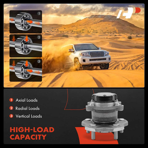 Rear Wheel Bearing And Hub Assembly 5 Lug Fit For Nissan Sentra 2013 2019, Heavy Duty Ball Bearing, high-load capacity diagram