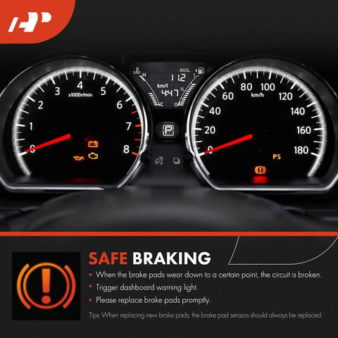 A-Premium front brake pad wear sensor set for Lexus LS460 (2007–2017), 2-piece kit; instrument cluster with warning lights.