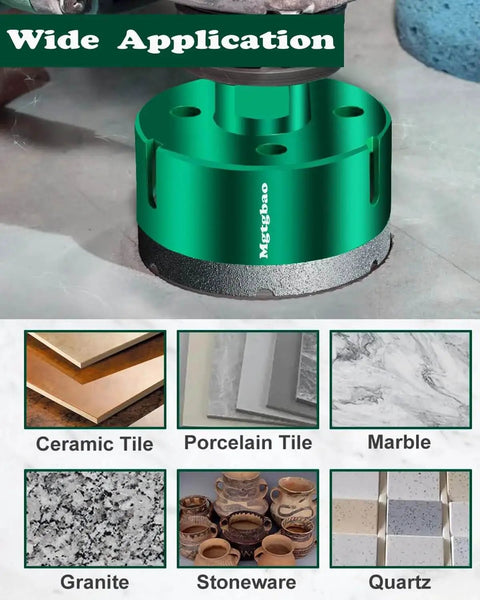 Diamond Core Drill Bit Pro Grade For Porcelain Tile And Stone Three Sixteenth Inch Five Millimeter Five Eighths Inch Eleven Thread Dry Drilling Vacuum Brazed For Ceramic Masonry Brick Granite Marble Green Mgtgbao