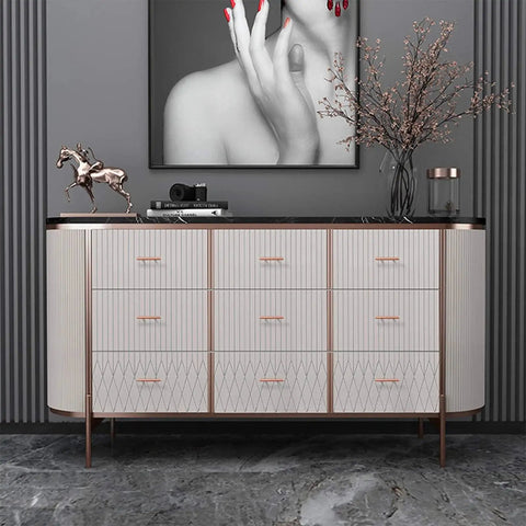 3 Inch Cabinet Handles Solid Stainless Steel Drawer Pulls Brushed Rose Gold Finish 5 Pack on modern dresser