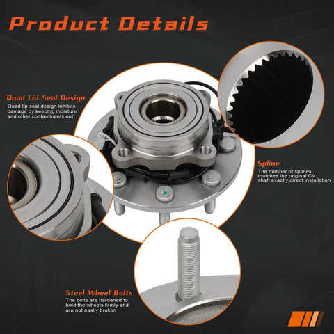 Front Wheel Hub And Bearing Assembly For 2006 To 2008 Dodge Ram 1500 2500 3500 4x4 8 Lug Wheel With ABS Replacement with steel bolts