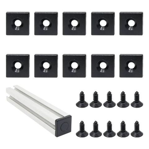 10 Pack Aluminum Extrusion T Slot End Cap Brackets For 10 By 10 And 25 Series Universal Fit with screws, aluminum hardware