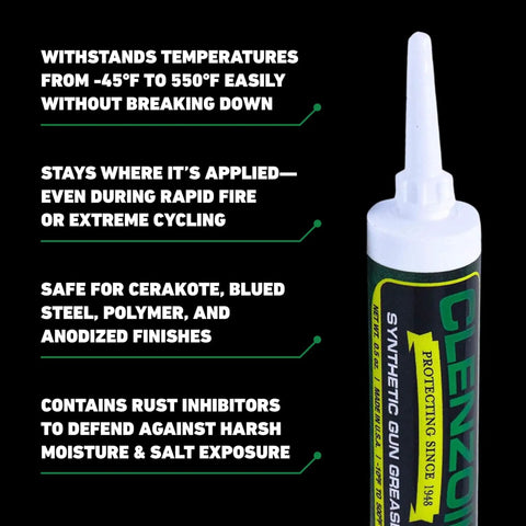Synthetic Gun Grease Syringe For All Types Of Firearms And Guns, Heavy Duty Lubricant That Stays Put In Extreme Temperatures, 0.5 Oz