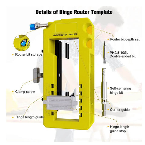 Mortise Jig Kit With Non Slip Silicone Guide And Integrated Door Hinge Mortiser For Three To Five Inch Hinges Pro Grade Router Tool